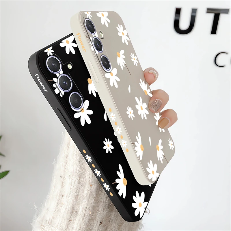 Korea Cute Little Daisies Flower Phone Case For Samsung Galaxy A53 A73 A54 A71 A72 A32 A33 A34 A31 A14 A24 Soft Silicone Cover