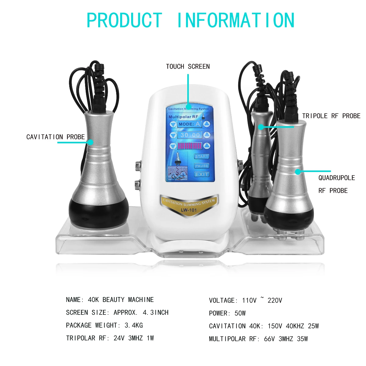 40K Ultrasonic Cavitation Slimming Machine 3 In 1 Skin Care Tighten Anti-wrinkle Body Slimming Weight Loss Device