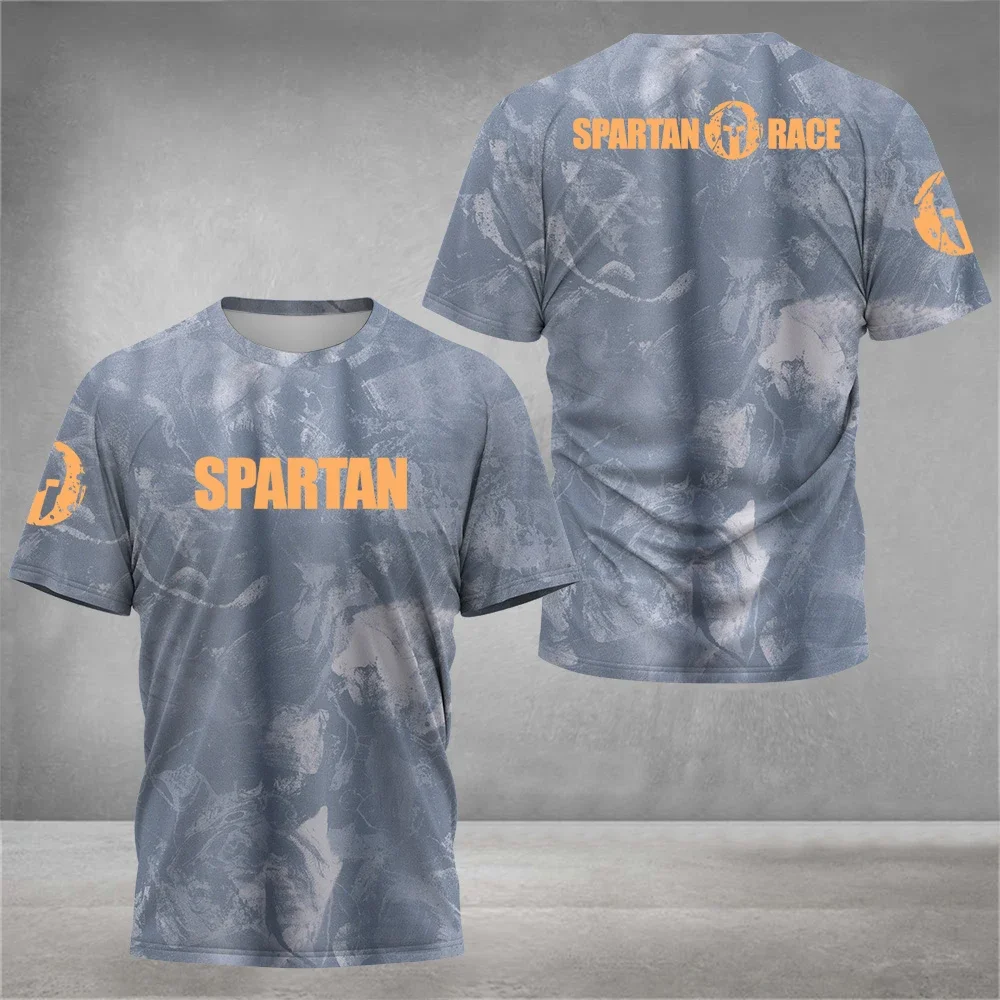 Letnia męska koszulka sportowa Gym Fitness Running Race Wysokiej jakości oddychająca, szybkoschnąca koszulka z krótkim rękawem Cool Spartan Print