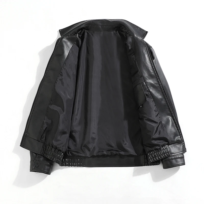 Hip Hop Autumn And Winter Men's Faux Leather Jacket Bomber Motocycle PU Coat For Women - Image 2