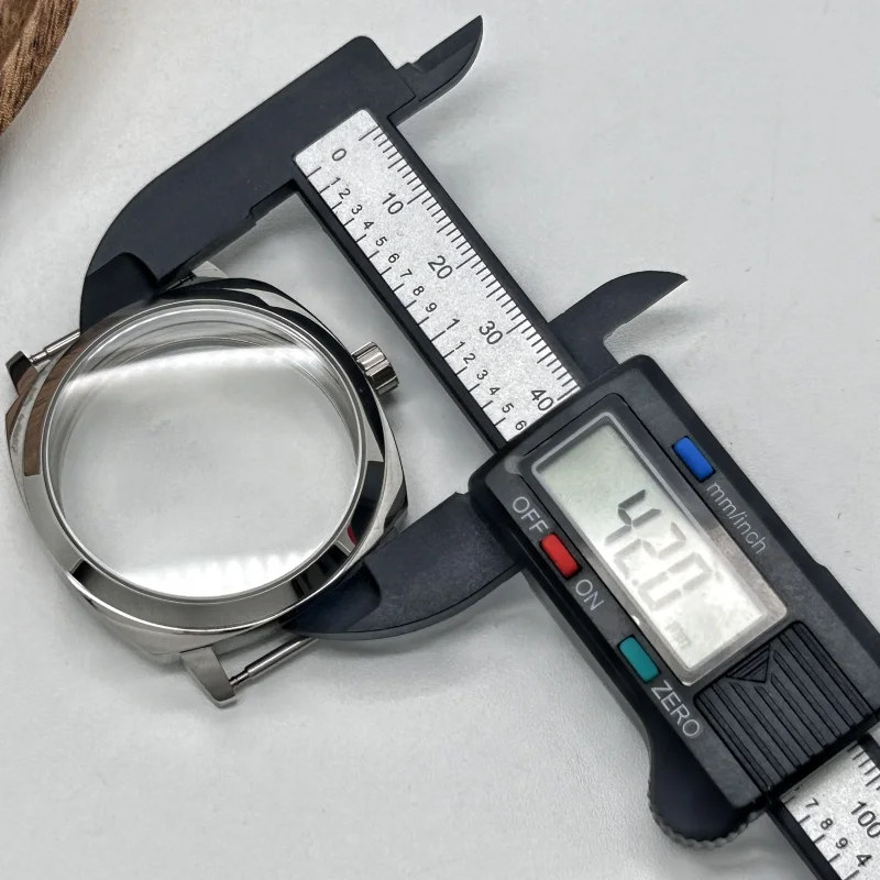 Caixa de relógio prateada 42mm, vidro safira para mostrador de 37mm, serve para pam st3600 eta6497 eta6498, movimento mecânico manual, acessórios de relógio