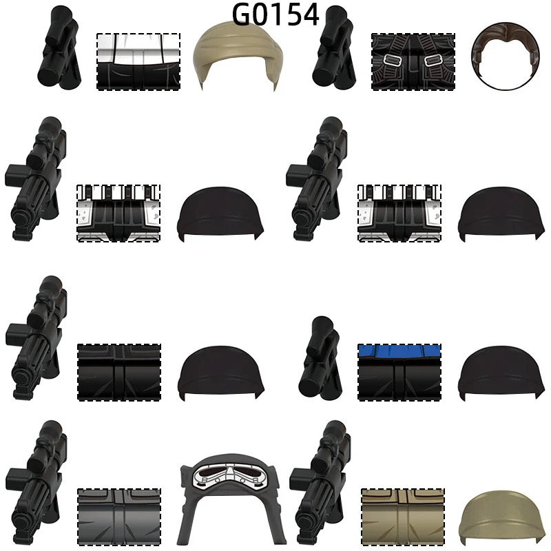 

The G0154 Weapons Pants Hair Parts Action Figures Gun Model Blocks MOC Bricks Set Gifts Toys
