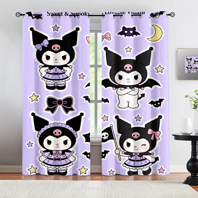 

2 Panels Kawaii Kuromi Blackout Curtains Grommet Window Drapes Light Blocking For Bedroom Living Room Modern Home Window Decor