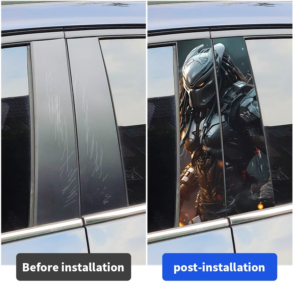 Predator Car Stickers Car B-pillar Vinyl Decals Waterproof Auto Center Pillar Sticker Cover Scratches Vehicle Decor Accessories