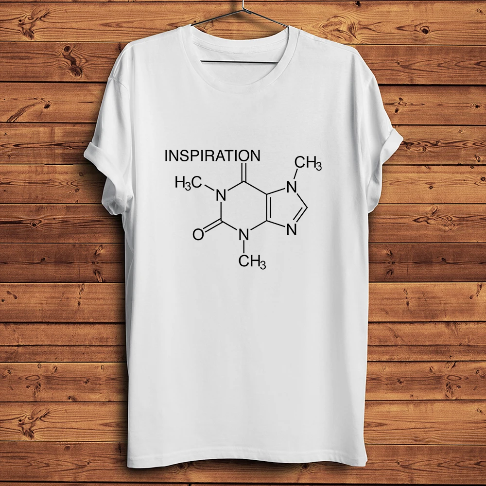 

Забавная футболка с изображением молекулярной формулы кофеина, белая повседневная дышащая футболка с короткими рукавами, уличная футболка унисекс