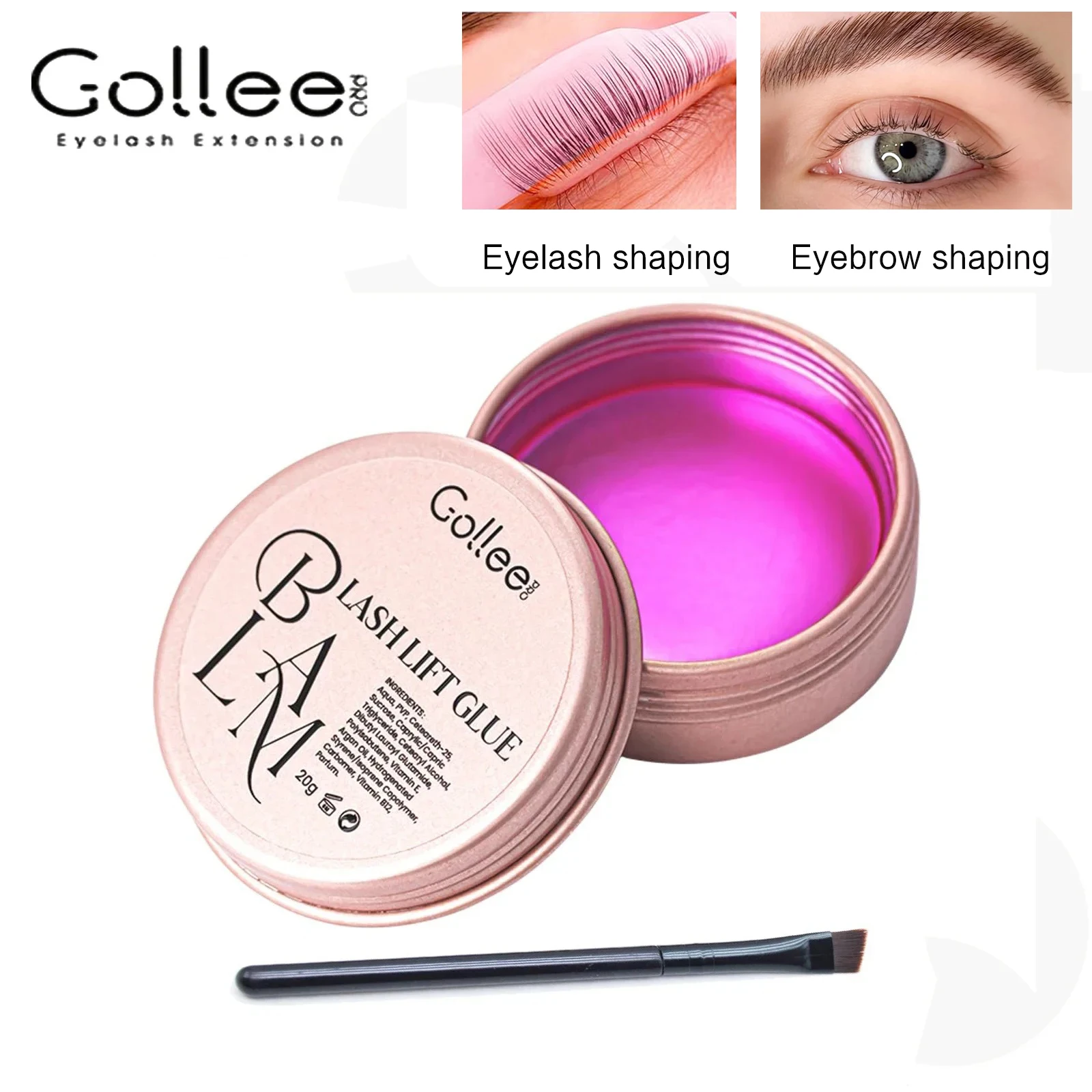 골리 솔리드 속눈썹 리프트 글루 고정 접착제 무자극 고정제 복숭아 향 눈썹 솔리드 글루 리프팅 래쉬 밤 도구