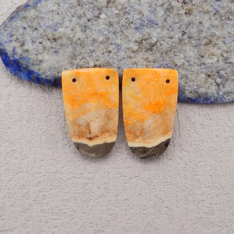 Natural Stone Bumble Bee Stone Double Holes Earring Bead,Earrings Accessories For Women,Fashion Jewelry DIY Making 22x17x4mm 5g