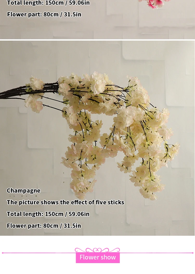 Künstlicher Kirschblütenbaum Rosa Weiß Seidenblume Zweig für Hochzeit Bogen Bonsai DIY Zuhause Party Dekoration – Detail 18