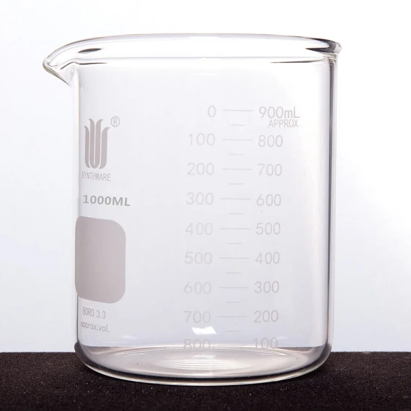 SYNTHWARE Thick walled beaker, Double scale mark, HEAVY WALL BEAKER, LOW FORM, DUAL GRADUATION, Borosilicate glass, B20 B22 B23