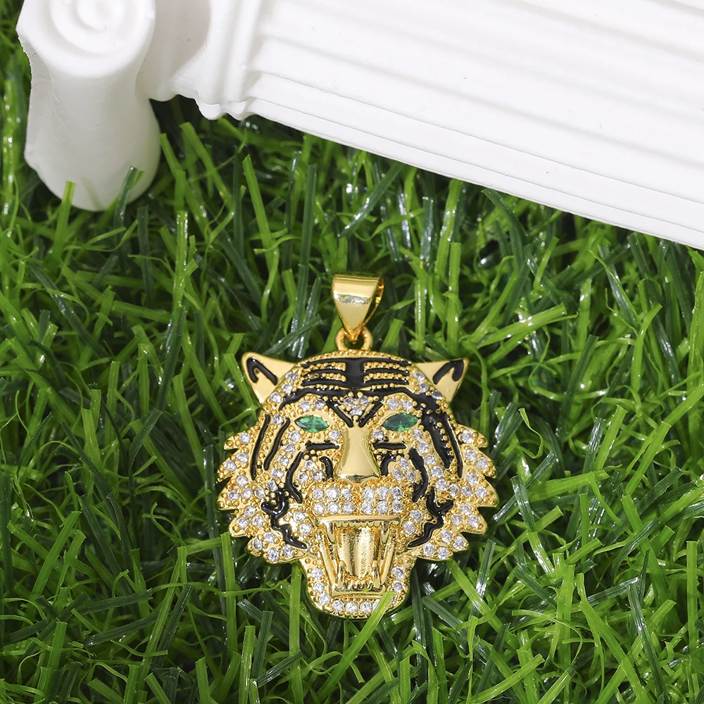 Роскошные циркониевые подвески в виде головы Пантеры для изготовления ювелирных изделий, позолоченное золото 18 карат, кулон в виде льва, тигра, животных, жемчужное ожерелье, аксессуары «сделай сам»
