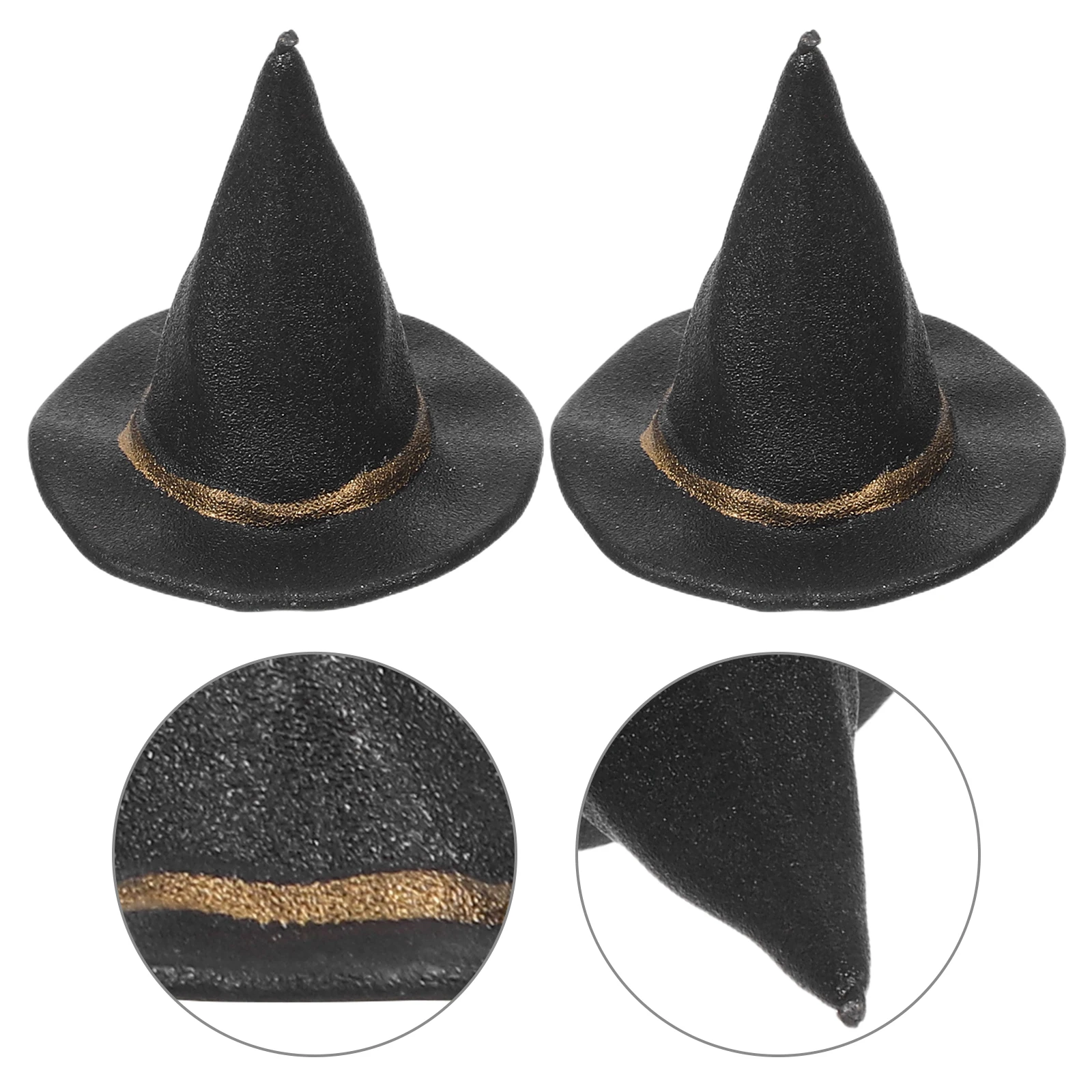 

12 Pcs Halloween Decor Miniature Hats for Crafts Small Decoration Accessories Black