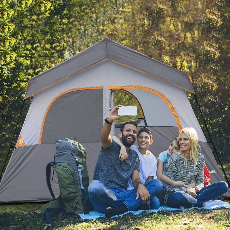 Tente de camping en tissu coupe-vent, facile à installer, portable, famille, cabine, extérieur, randonnée, 6 prêts hypothécaires