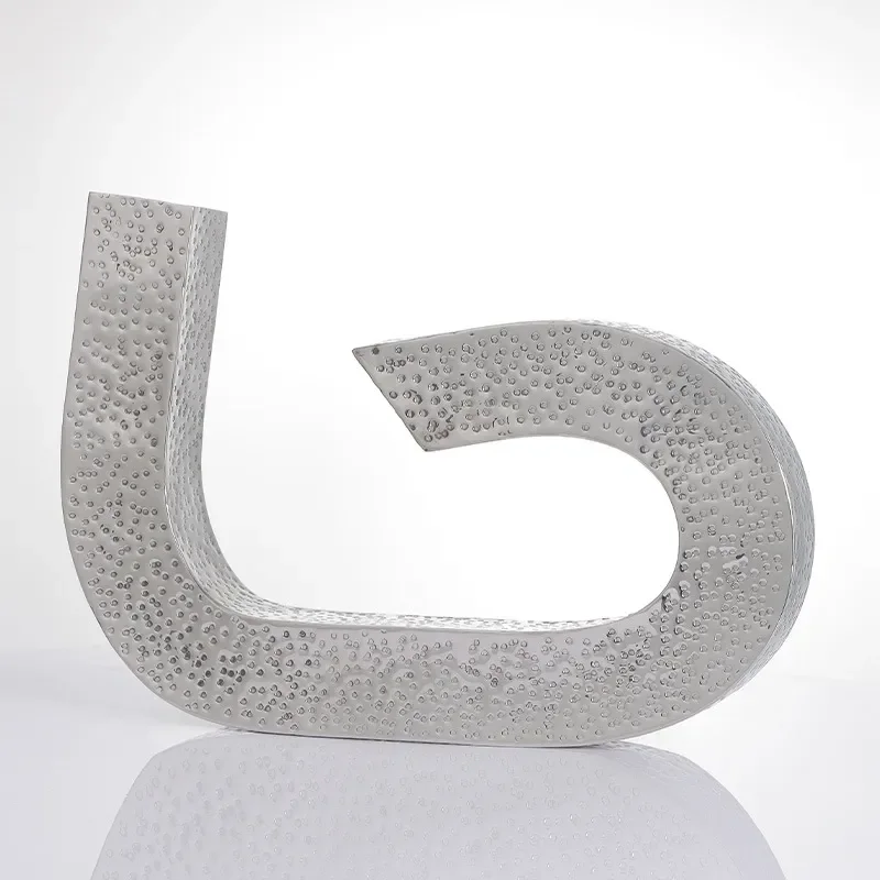 Modern Abstract Geometric Metal Flower Vase Stainless Steel Creative Home Decor Ornament For Living Room Luxury Interior