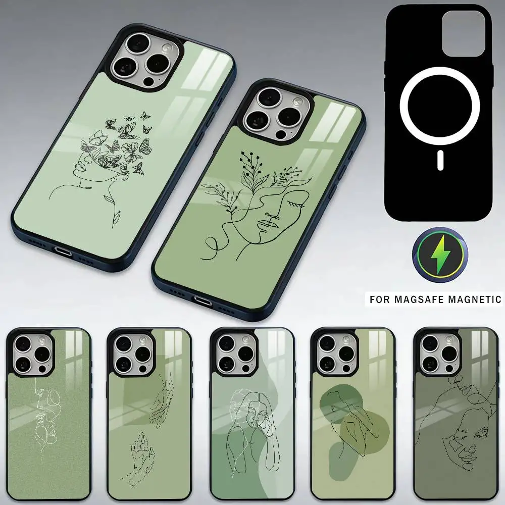

line character green Phone Case For iPhone17,16,15,14,13,12,11 Plus,Pro Max Magnetic For Magsafe Wireless Charging