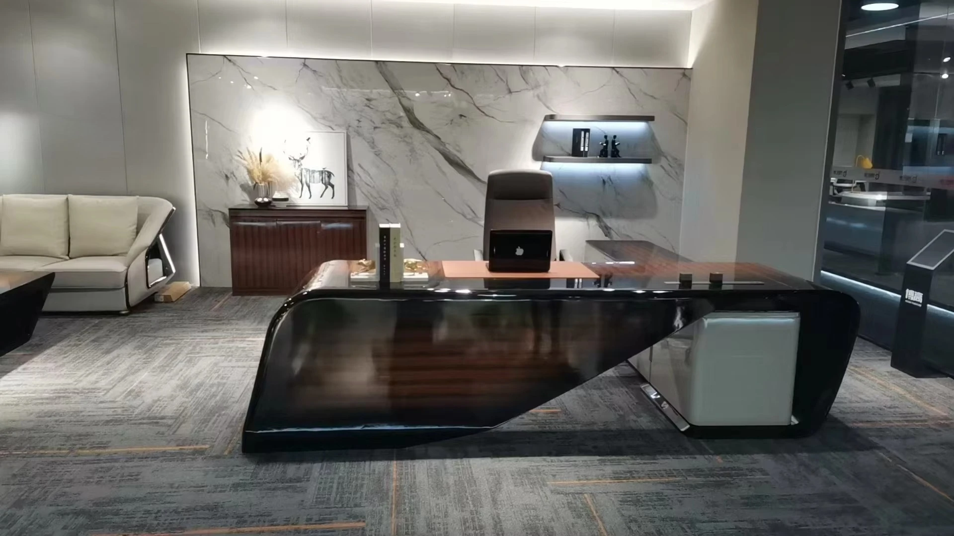 Luxury Furniture Modern Wood Design Mdf Home Executive l Shaped CEO Office Table