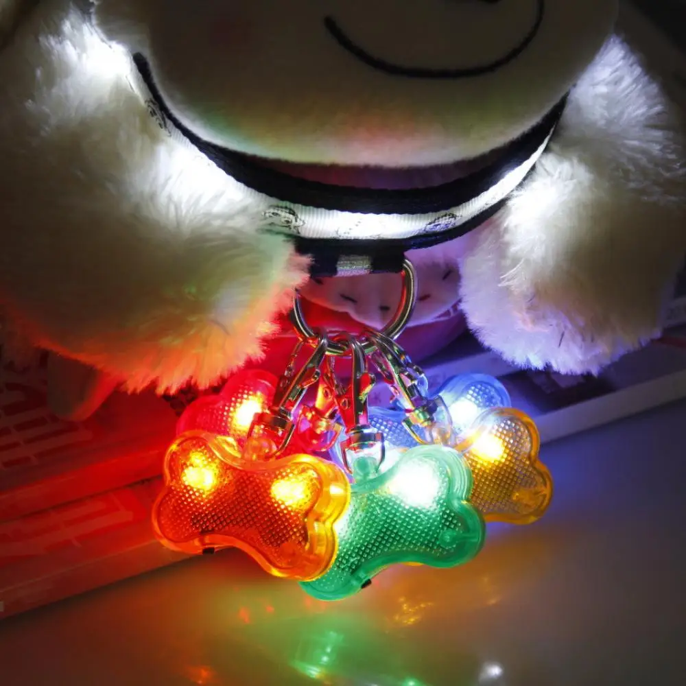 Dog Collar Pendant Plastic LED Light Luminous Flash Puppy Jewelry Anti-loss Bite Resistant LED Collar Pendant Pet Accessories