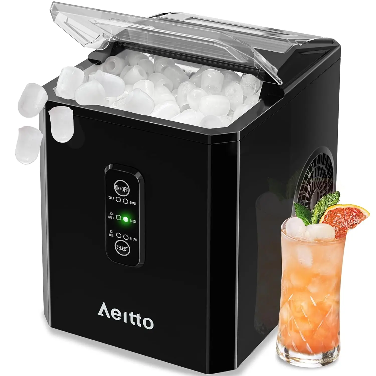 

Countertop Ice Maker, 9 Cubes in 6 Mins, 26Lbs Daily, Self-Cleaning Portable Machine with Scoop for Home Kitchen Office