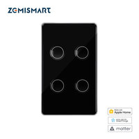 Zemismart Matter Over WiFi US Smart Wall Light Switch 1 2 3 4 Gang with Touch Panel Push Button Homekit Smartthings App Control