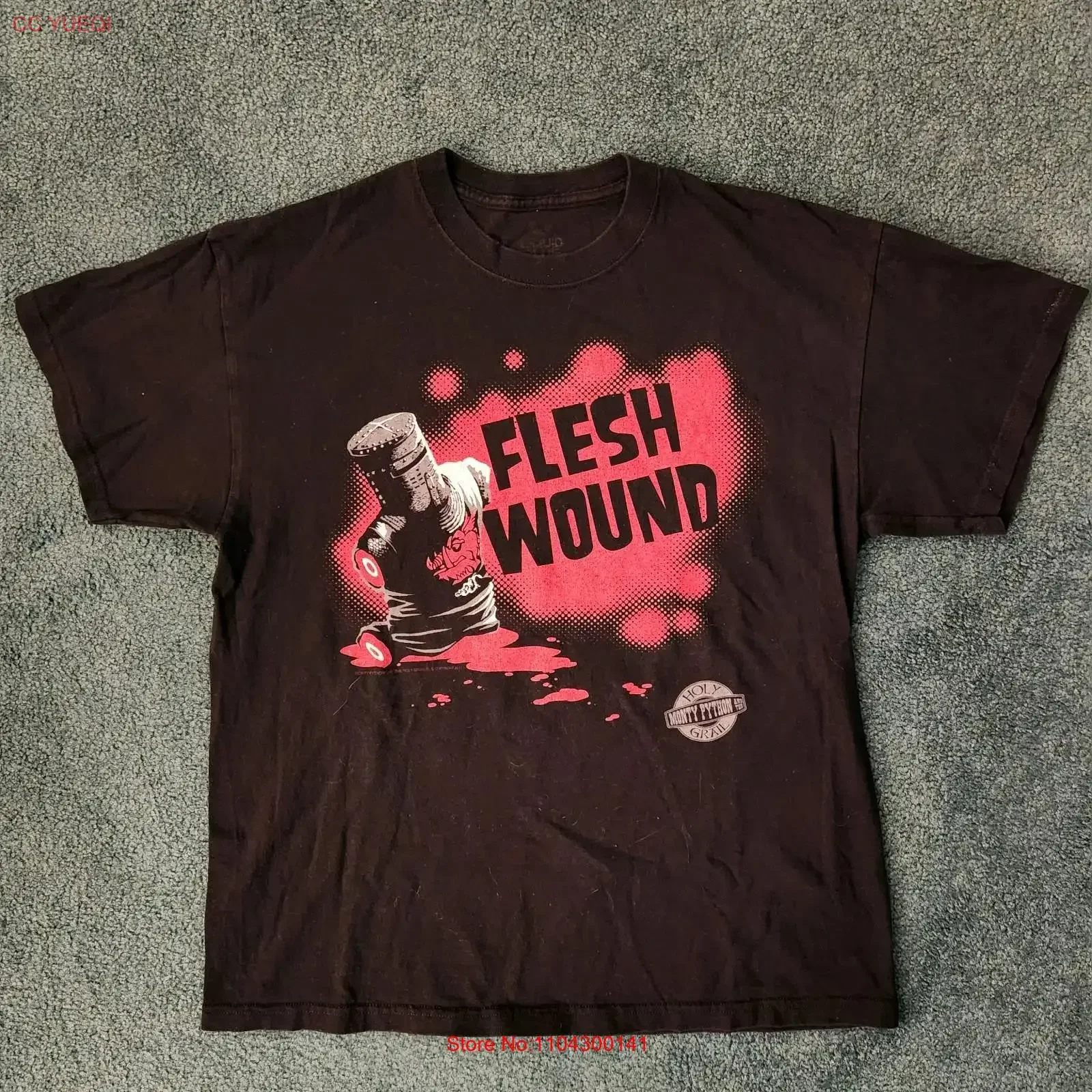 Monty Python and The Holy Grail Flesh Wound T Shirt Black Sz M L vintage Washed homme Stretched designer clothes Breathable