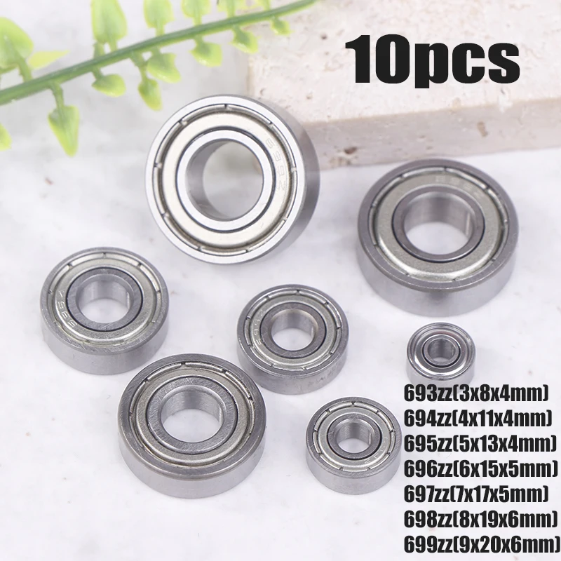 

10Pcs Skateboard Bearings Miniature Deep Groove Ball Bearings 693 694 695 696 697 698 699 ZZ For Scooter Or Toys