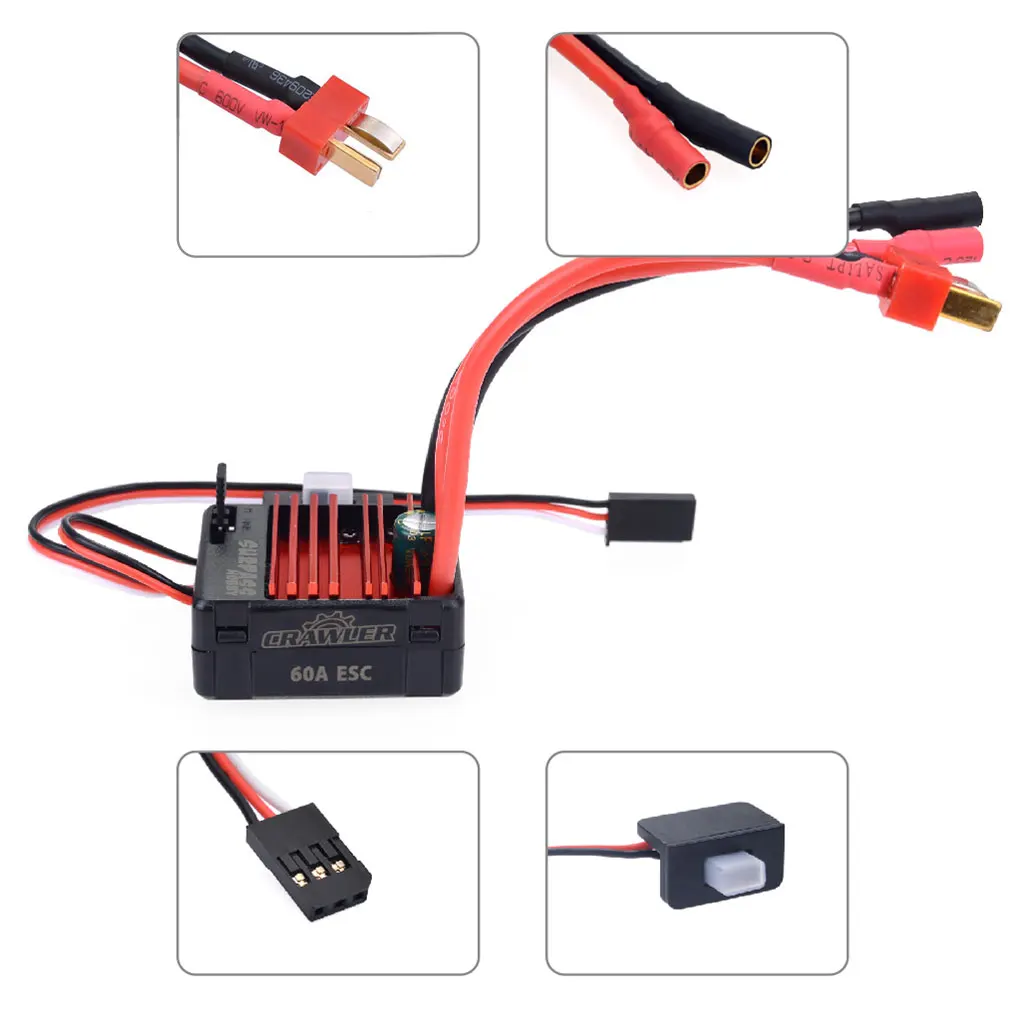 Surpass Hobby 5-Slot  540 11T 13T 16T 20T Motor 60A ESC for TRAXXAS TRX4 TRX6 WLtoys 124018 144001 1/10 1/12 RC Car Boat