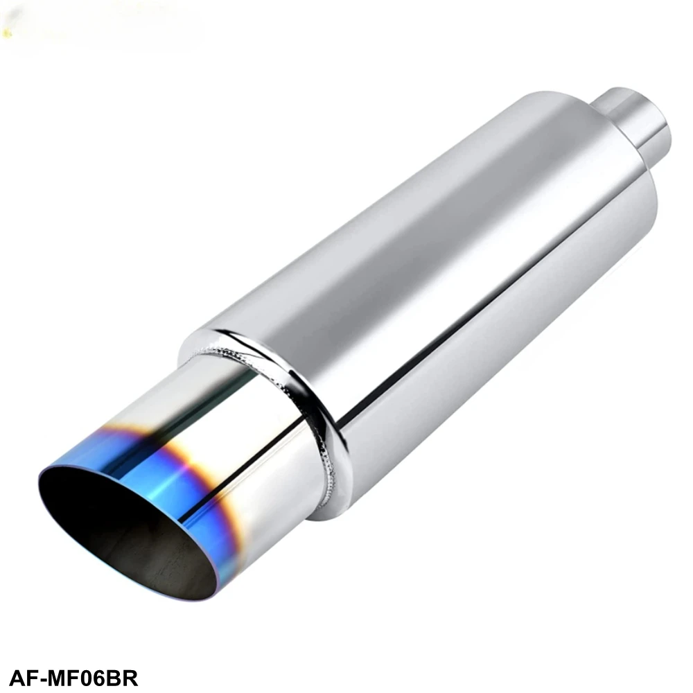 1set Racing Performance Car Exhaust Muffler Pipe Burnt Blue Motorcycle Exhaust Tips Universal Stainless Steel Silencer AF-MF06BR