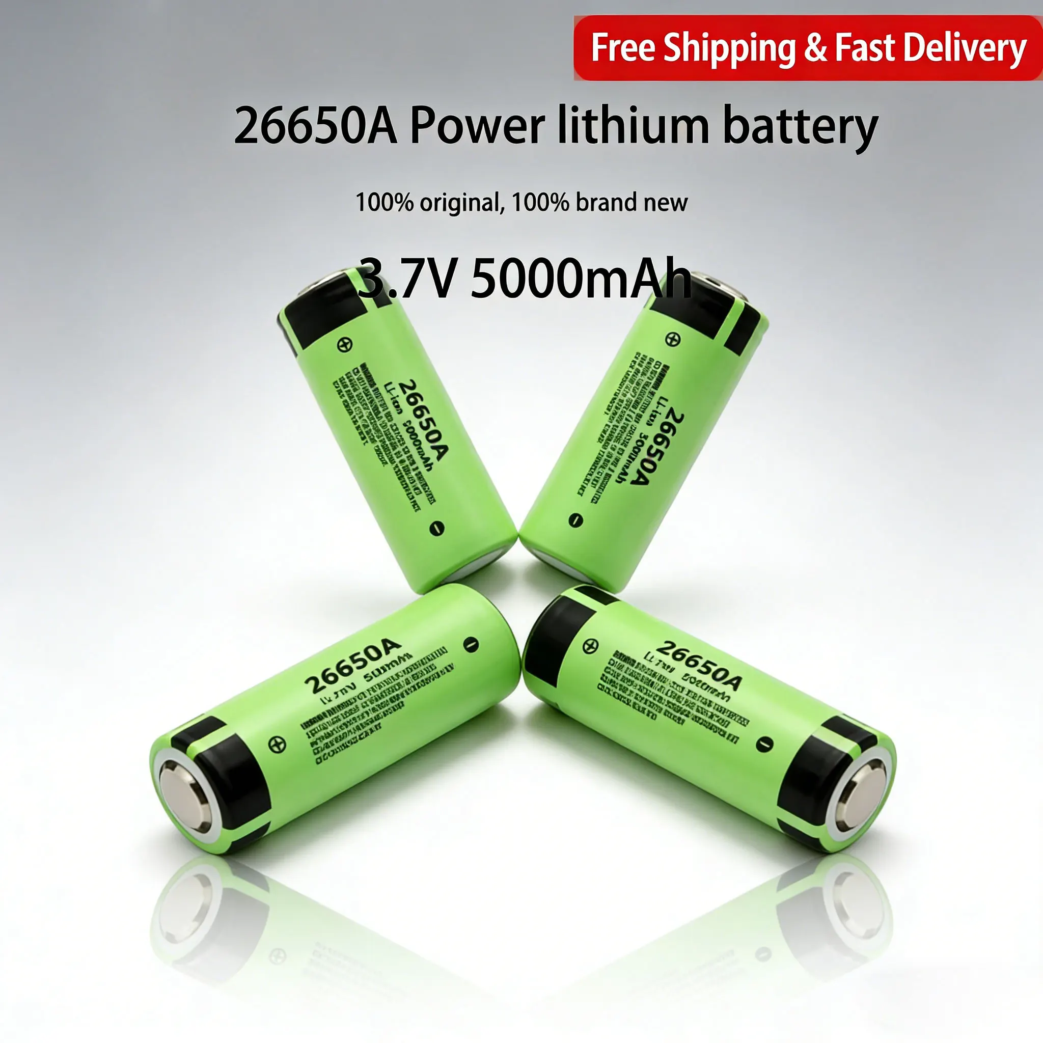 

Литиевая аккумуляторная батарея 3.7V 26650A 5Ah, сборная, со встроенными элементами питания, для фонариков, небольших вентиляторов, электрических светильников, солнечных фонарей