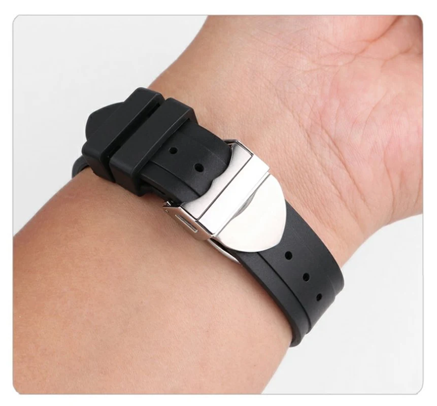Para Tudor Pelagos tomahawk 25500 25600 91210N correa de reloj de silicona de goma convexa correa de reloj negra para hombre 22*12mm hebilla plegable