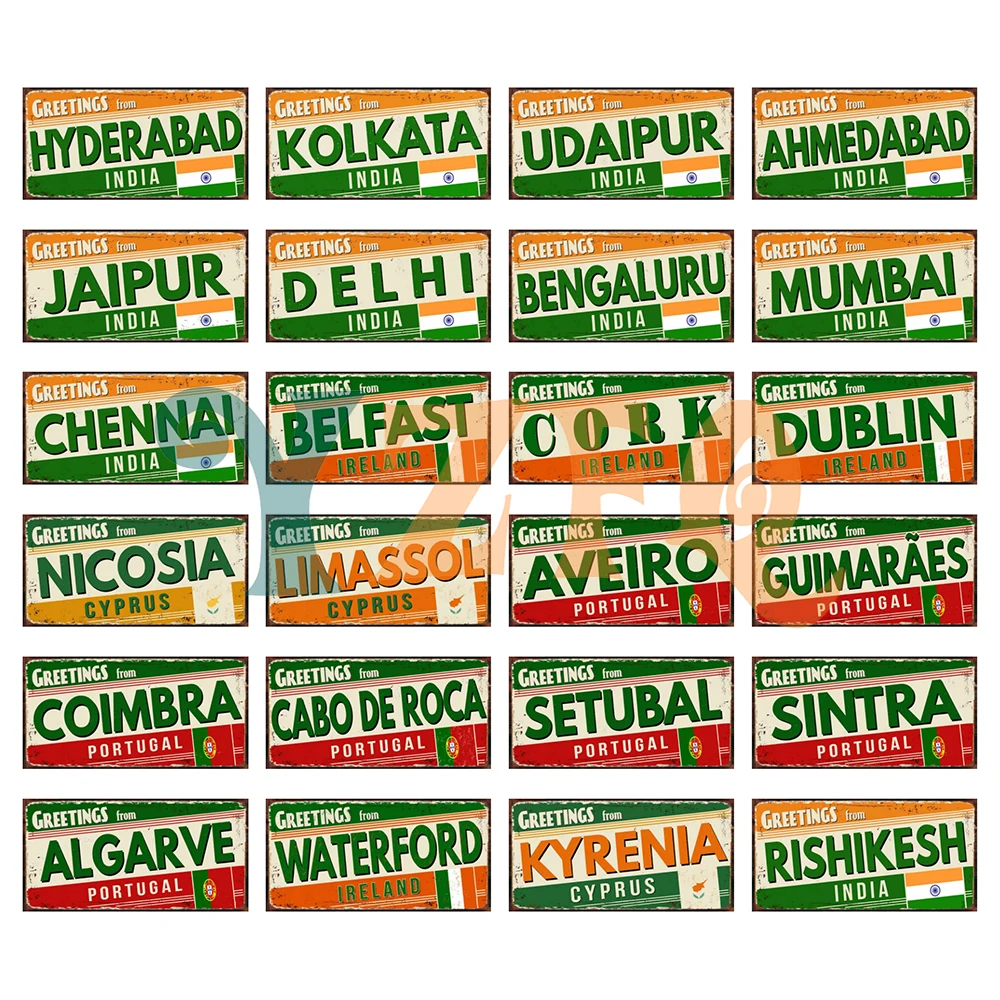 

Greetings From Jaipur Aveiro Coimbra Algarve Metal Tin Sign Customizable Plate Vintage Plaque Shop Home Decor 6x12 Inch KL-0390B