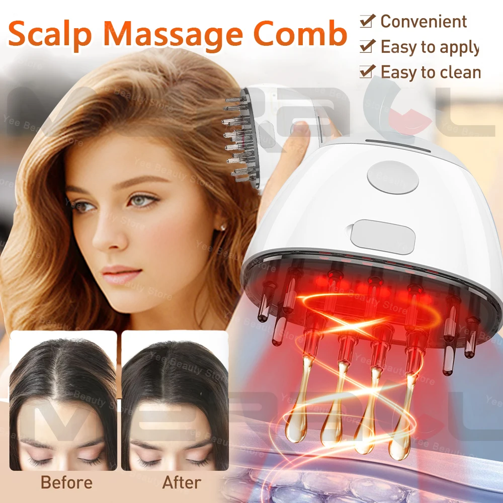 Scalp Applicator Mini Essential Oil Liquid Guide Massage Comb Red Light Activates Hair Follicles Anti Hair Loss Scalp Care Relax