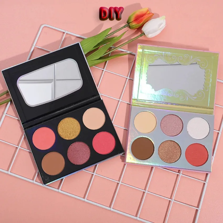 Custom 6colors DIY Highlighter Blush Concealer Palette Waterproof Long Lasting Easy To Color Pigment Face Brighten Makeup Bulk