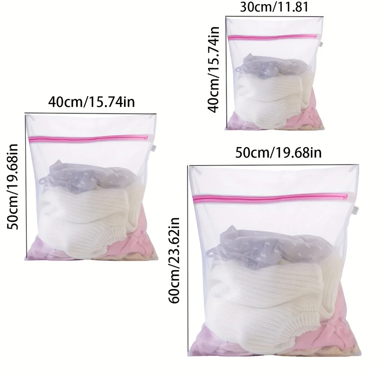 Sacos de lavanderia de malha fina sem chumbo com zíper resistente para delicados 3 sacos de lavagem de lavanderia duráveis protegem roupas na máquina de lavar