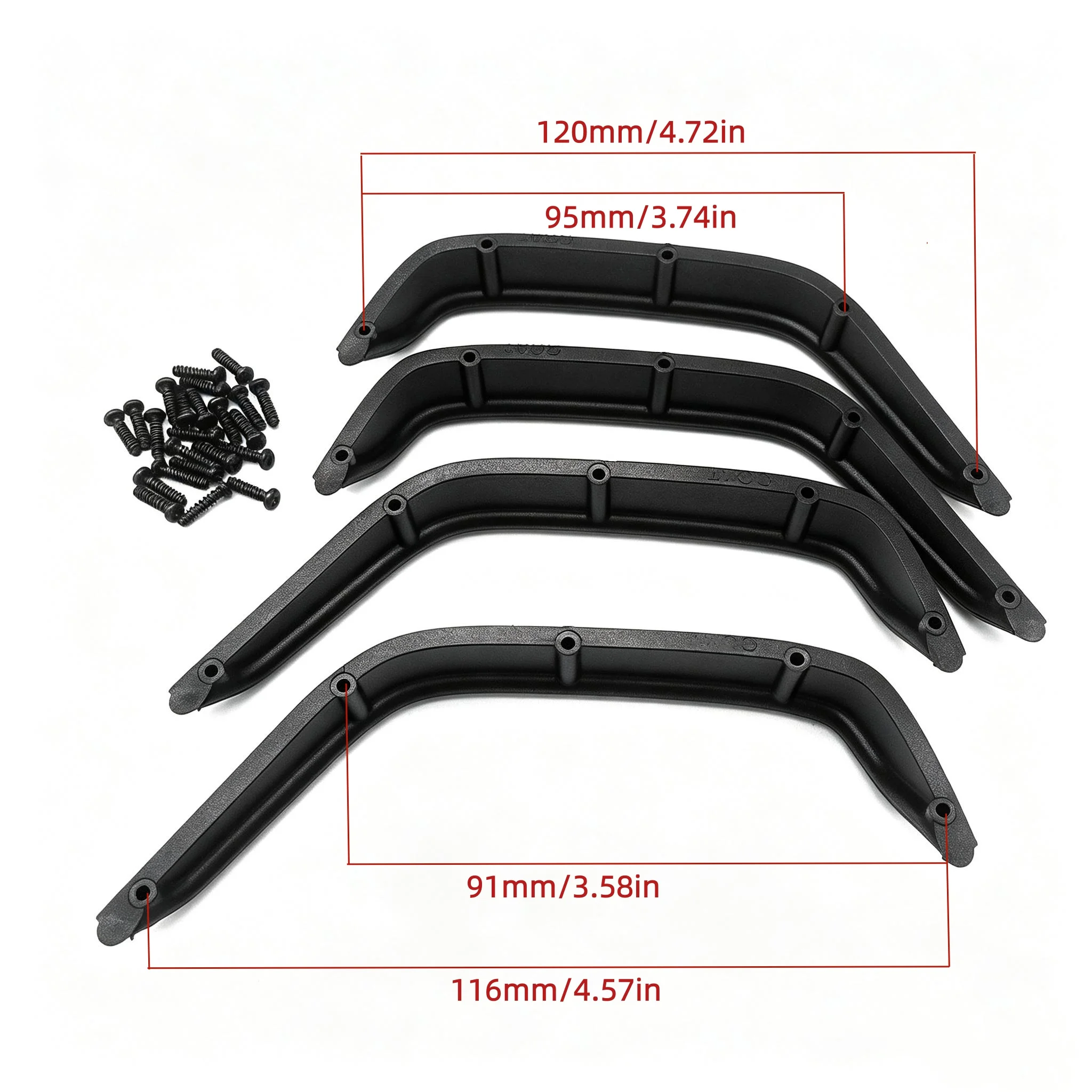 1/10 RC Fender Flares Wheel Arch Protector Mud Flaps for 1/10 RC Crawler Axial SCX10 JK Wrangler Body Shell