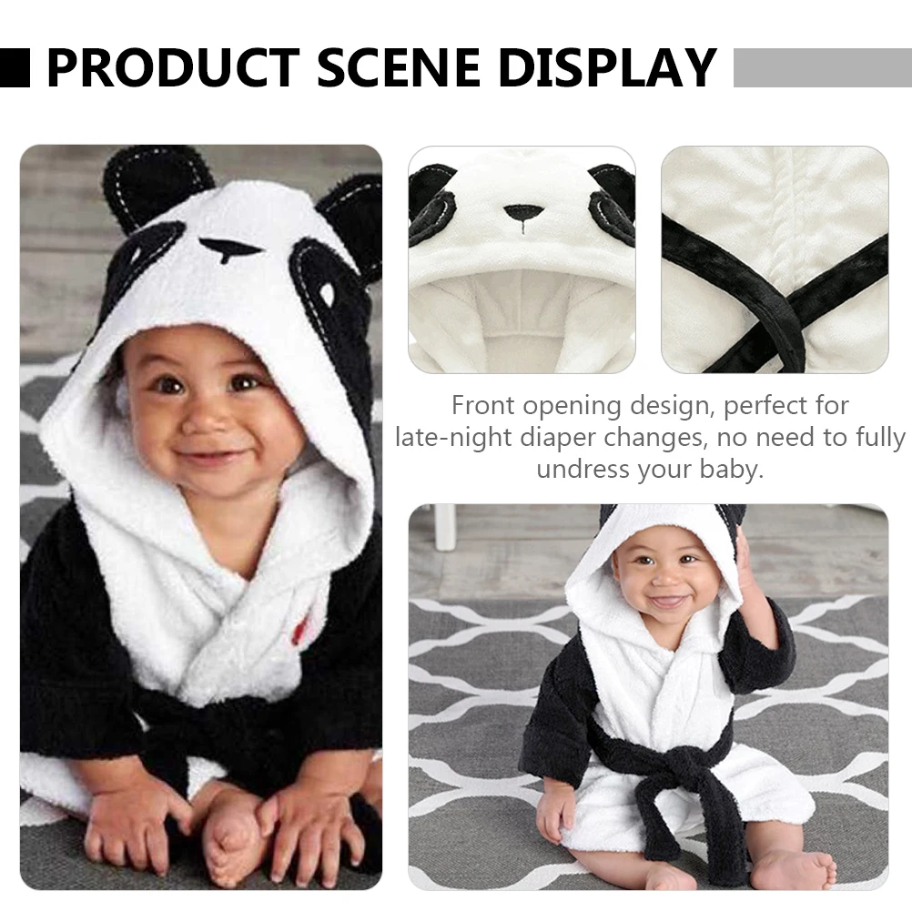 

Panda Cartoon Bathrobe Bath Towel Coral Fleece Sleepwear Kids Nightgown Soft Comfortable Toddler Bathrobe Shower