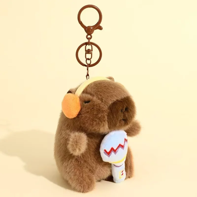 Kawaii Plüsch Capybara Schlüsselanhänger Anhänger Musik Band Cartoon Capybara Plüschtier Capybara Plüschpuppe für Rucksäcke Zubehör Ausflug