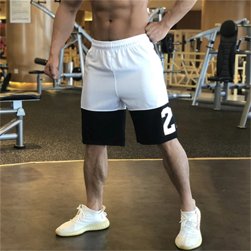 Men\'s Workout Patchwork Shorts Basketball Sports Short Fitness Gym Elastic Waist Quick-Drying Pants 2023 Summer Loose Sweatpant