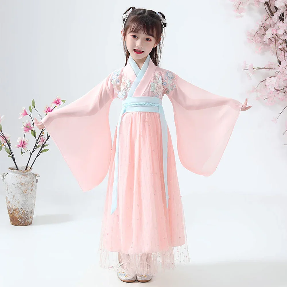 Ancient Chinese Costume Child Kid Fairy Dress Cosplay Hanfu Folk Dance Performance Clothing China Traditional dress for Girls