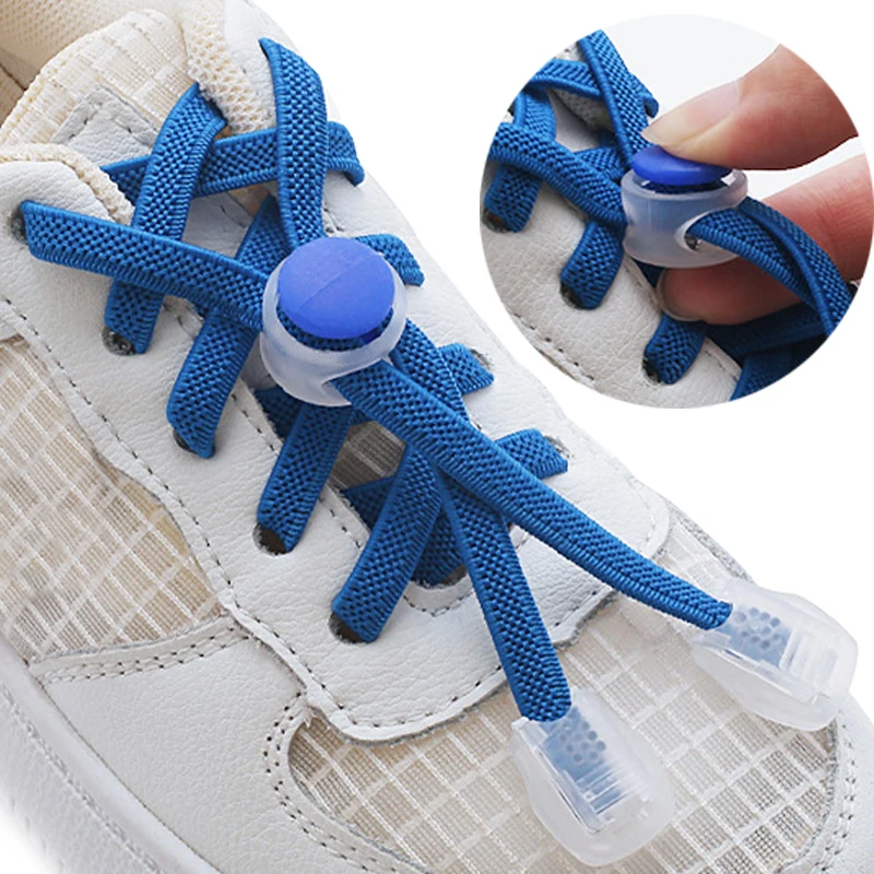 Push on Spring Buckle No Tie Shoe Laces Sneaker Shoelaces Elastic Stretching Lock Lazy Lace Shoelace Buckles Shoe Accessories