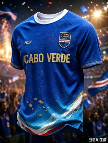 Men Cape Verde Football Jersey 3D Printed Blue Islands Map Short Sleeve Soccer Shirt Fan Sports Training Jersey Family Kids Tees