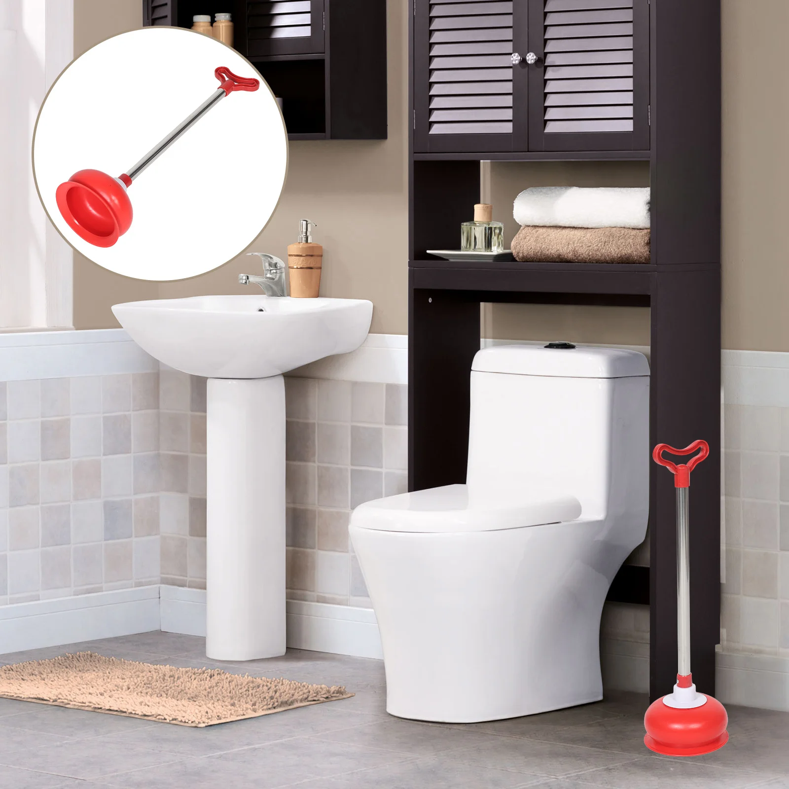

Long Handle Toilet Plunger Heavy Duty Drain Cleaner Tool Quick Clog Remover For Home Kitchen Bathroom Shower Sink Unclogger