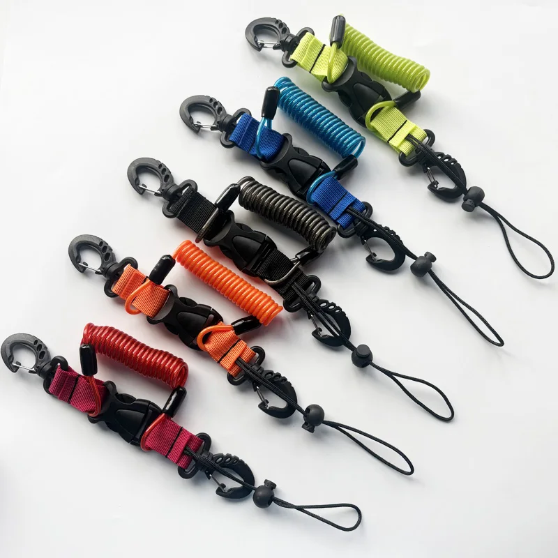Diving 360° rotating double ended snap clip with stainless steel spring anti lost camera lanyard sports accessories