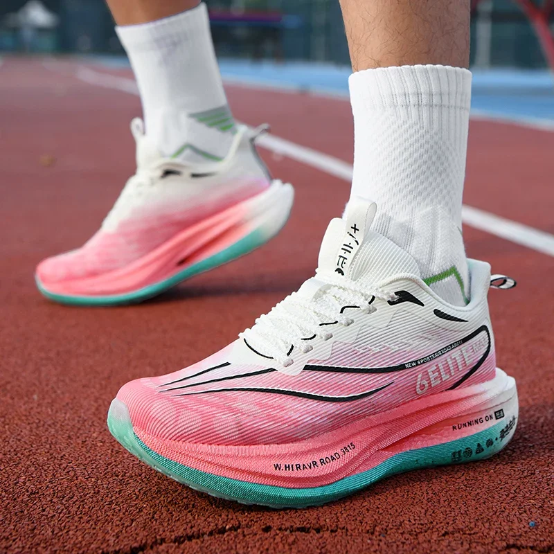 Chaussures de course hommes haute qualité paume complète plaque de carbone coussin professionnel ​ Chaussures d'entraînement Baskets légères et résistantes à l'usure