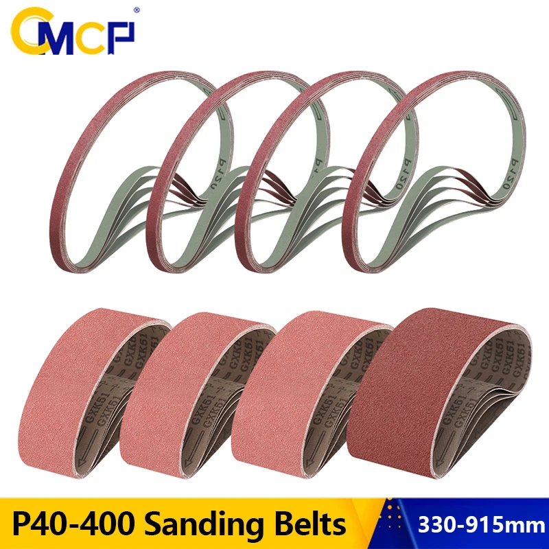 

CMCP Sanding Belts Grit 5pcs 40-400 Abrasive Belt for Wood Soft Metal Polishing Sanding Band 915x100 610x100 457x13 330x10mm