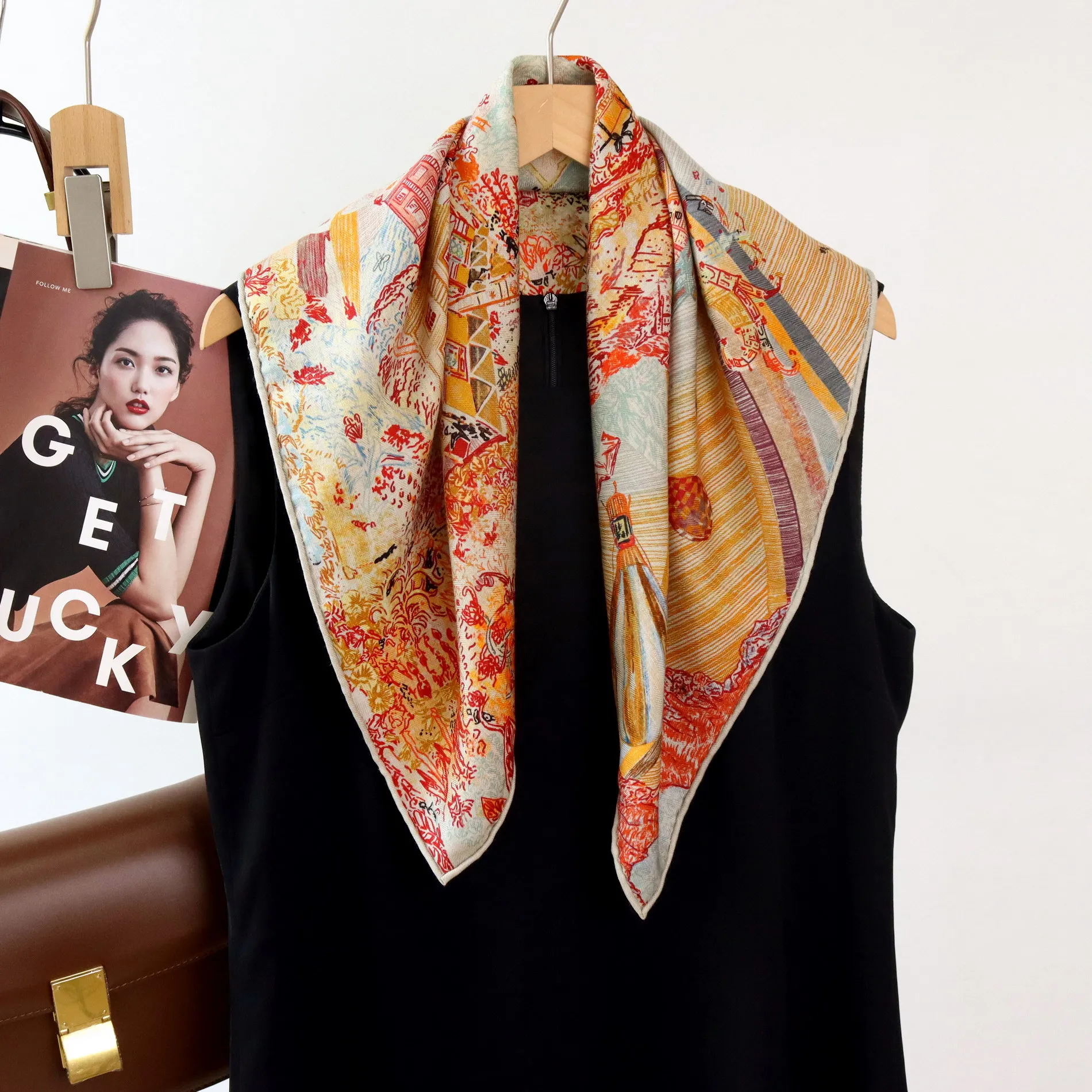 70% wool 30% Silk Scarf for Women Shawls Wraps Foulard high quality Scarves Square Pashmina Female Hijab Bandana Kerchief шарфик