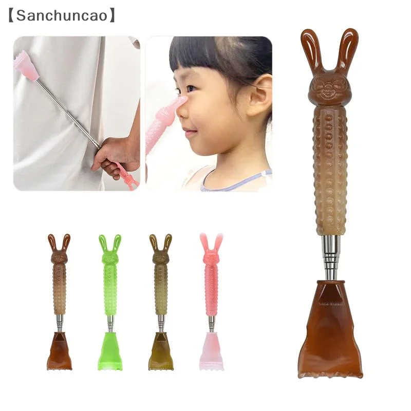 

54cm 2 In 1 Scalable Body Scrabber Retractable Portable Tickler Cute Rabbit Acupoint Massager Tool Nose Health Care Equipment