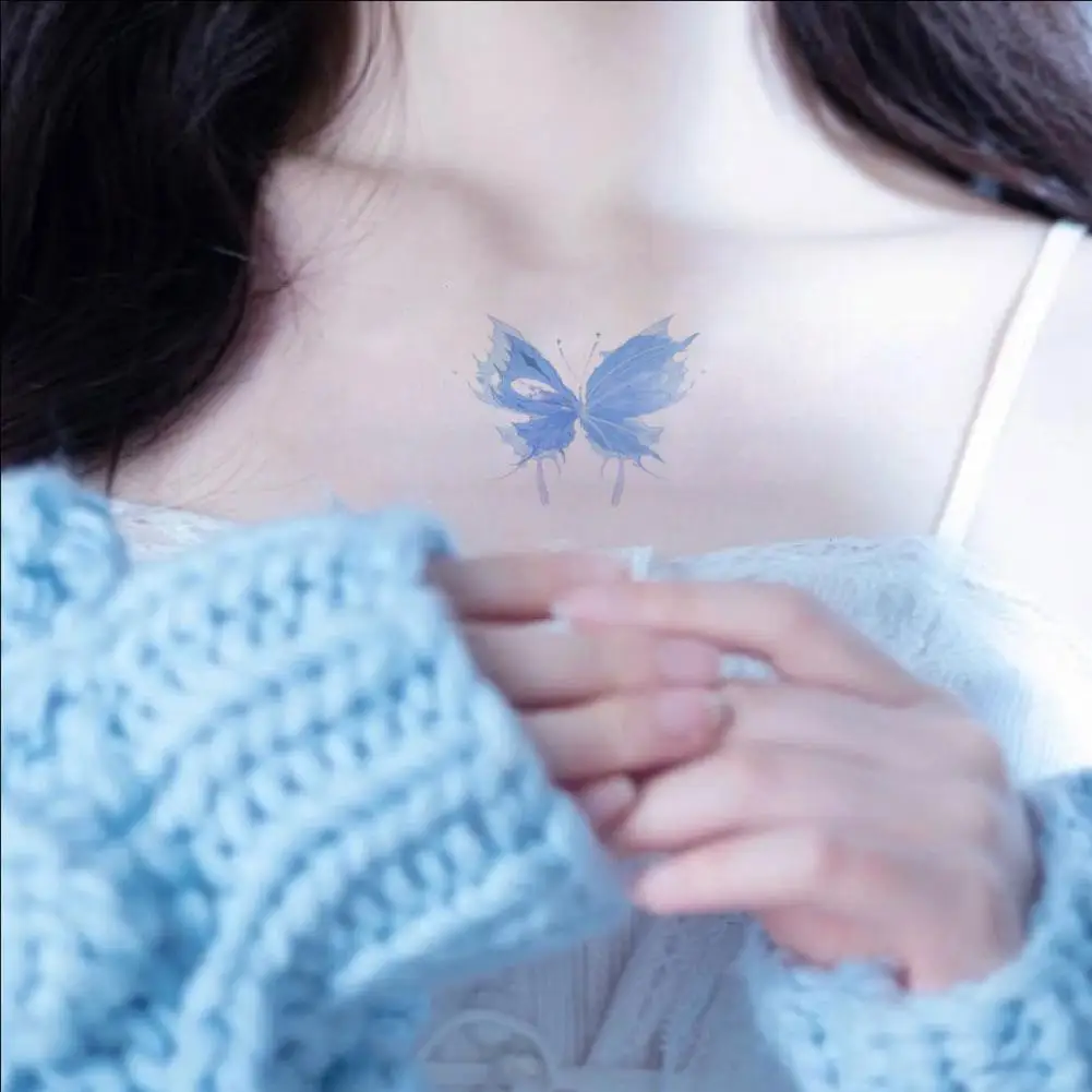 Waterproof Pink Butterfly Temporary Tattoo Sticker Tattoo Adhesive Makeup Arts Body Decoration Lasting Long Stickers Women T4R9