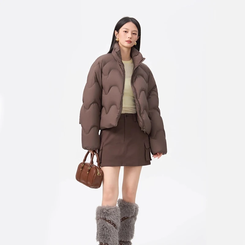 Piumini imbottiti per anatra Chericom Colletto alla coreana leggero da donna Cappotti invernali antivento Abbigliamento femminile facile da pulire Y318175Y