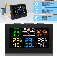 Digital Color Weather Station Clock with 3 Wireless Outdoor Sensor Indoor/Outdoor Temperature Humidity Monitor Weather Forecast