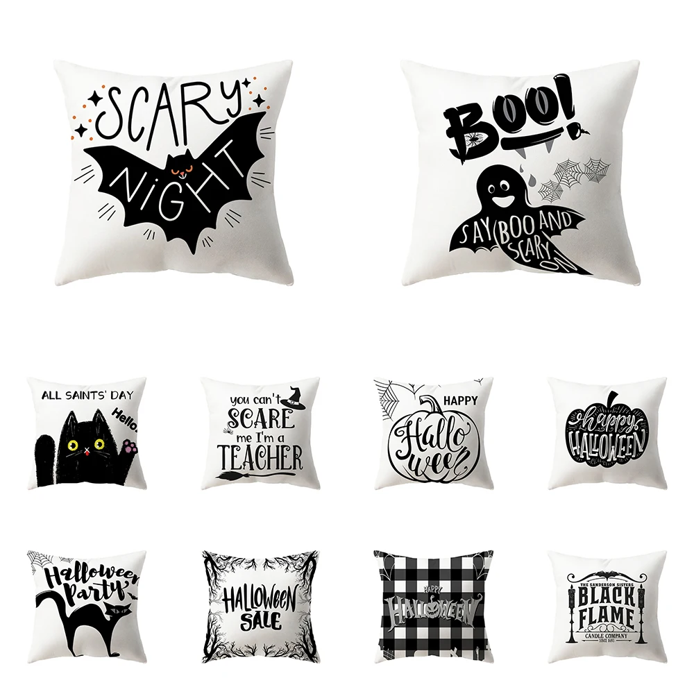 

Halloween Theme Horror Pumpkin Witch Print Pattern Cushion Cover Home Living Room Sofa Decoration Square Pillow