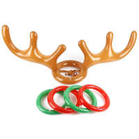 1 Set Inflatable Reindeer Antlers Ring Toss Game Christmas Games for Family Party New Year Gift